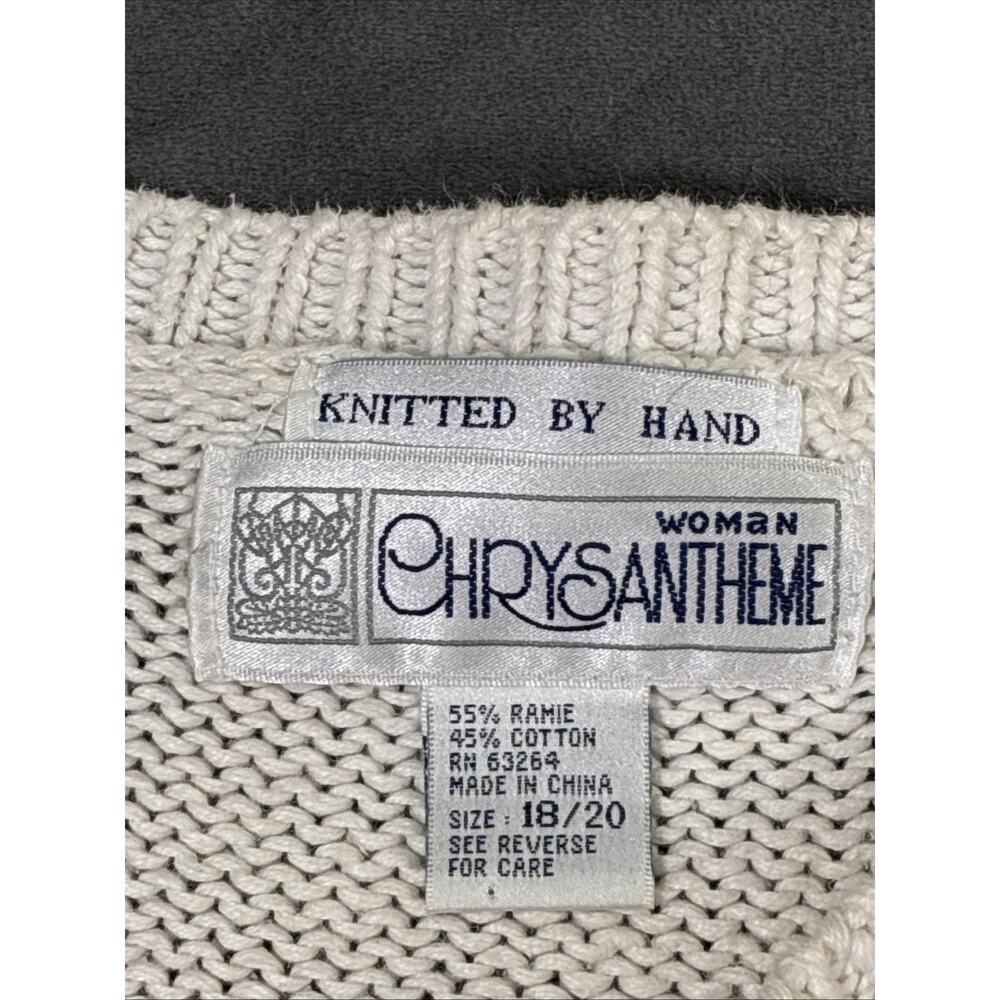 Vintage Chrysantheme Women’s Size 18/20 Knitted By Hand Grandma Core Sweater - Picture 9 of 15